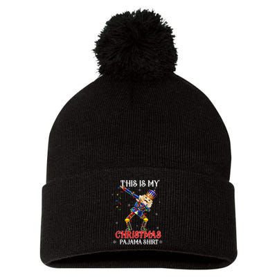 This Is My Christmas Pajama Dabbing Nutcracker Pom Pom 12in Knit Beanie