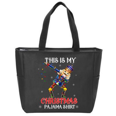 This Is My Christmas Pajama Dabbing Nutcracker Zip Tote Bag