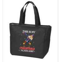 This Is My Christmas Pajama Dabbing Nutcracker Zip Tote Bag