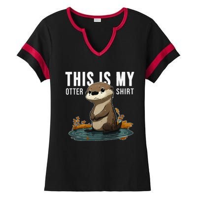 This Is My Otter Otterly Funny Animal Humor Ladies Halftime Notch Neck Tee