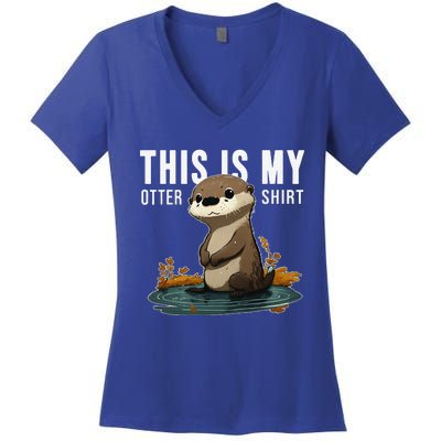 This Is My Otter Otterly Funny Animal Humor Women's V-Neck T-Shirt