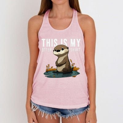 This Is My Otter Otterly Funny Animal Humor Women's Knotted Racerback Tank