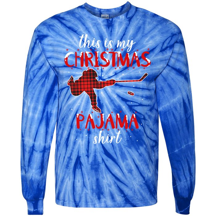 This Is My Christmas Pajama Funny Ice Hockey Cute Gift Tie-Dye Long Sleeve Shirt