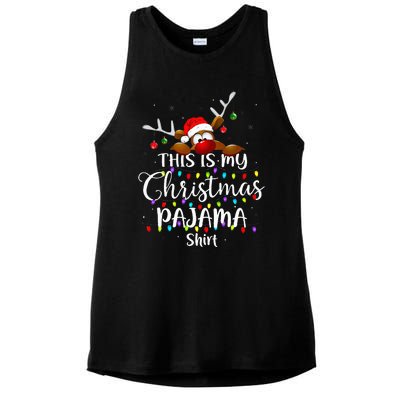 This Is My Christmas Pajama Xmas Lights Ladies PosiCharge Tri-Blend Wicking Tank