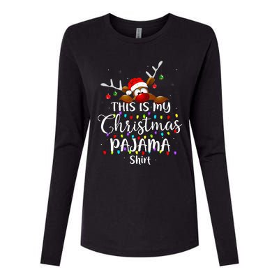 This Is My Christmas Pajama Xmas Lights Womens Cotton Relaxed Long Sleeve T-Shirt