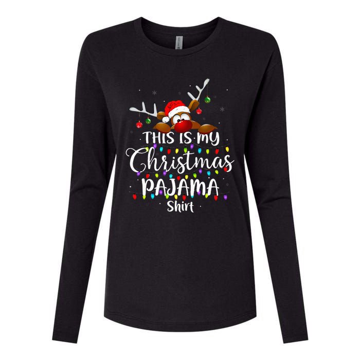 This Is My Christmas Pajama Xmas Lights Womens Cotton Relaxed Long Sleeve T-Shirt