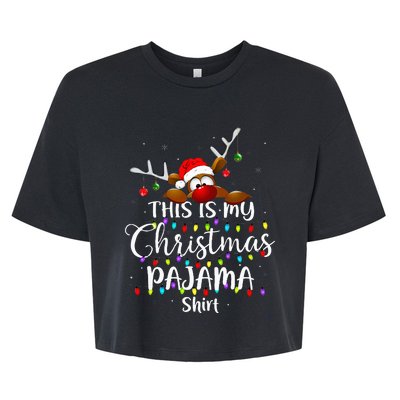 This Is My Christmas Pajama Xmas Lights Bella+Canvas Jersey Crop Tee