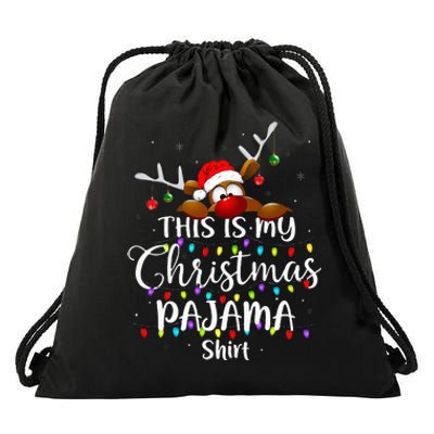 This Is My Christmas Pajama Xmas Lights Drawstring Bag