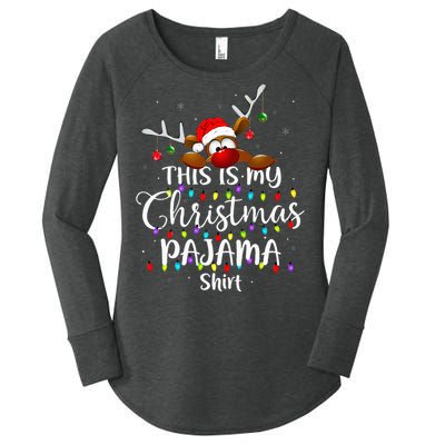 This Is My Christmas Pajama Xmas Lights Women's Perfect Tri Tunic Long Sleeve Shirt