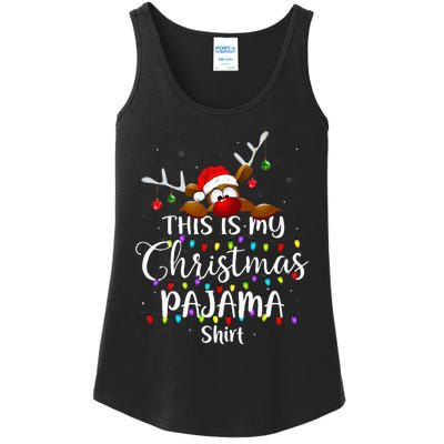 This Is My Christmas Pajama Xmas Lights Ladies Essential Tank