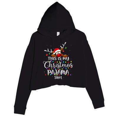 This Is My Christmas Pajama Xmas Lights Crop Fleece Hoodie