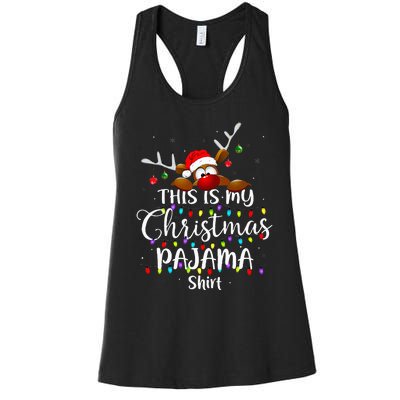 This Is My Christmas Pajama Xmas Lights Women's Racerback Tank