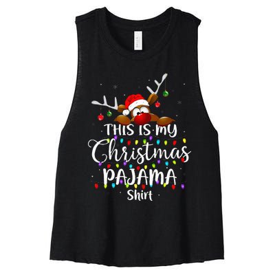 This Is My Christmas Pajama Xmas Lights Women's Racerback Cropped Tank