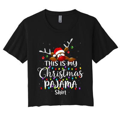 This Is My Christmas Pajama Xmas Lights Women's Crop Top Tee