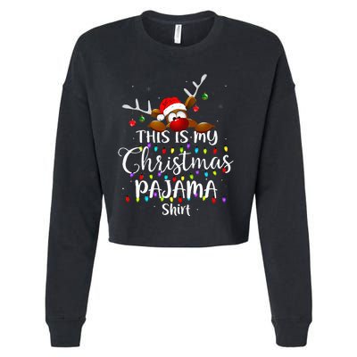 This Is My Christmas Pajama Xmas Lights Cropped Pullover Crew