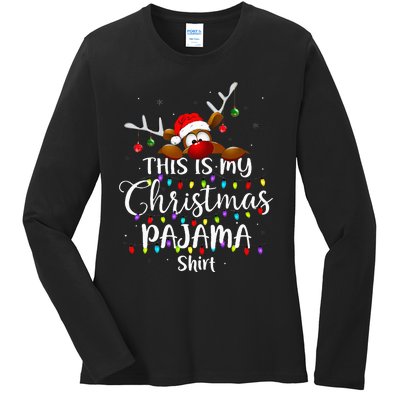 This Is My Christmas Pajama Xmas Lights Ladies Long Sleeve Shirt