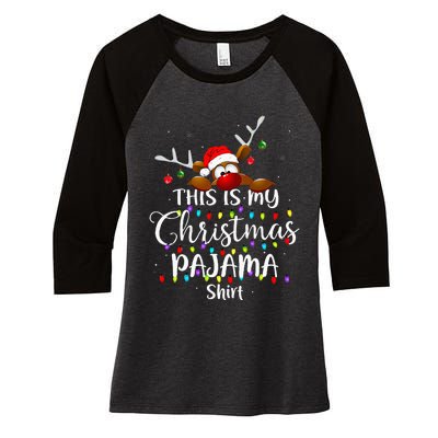 This Is My Christmas Pajama Xmas Lights Women's Tri-Blend 3/4-Sleeve Raglan Shirt