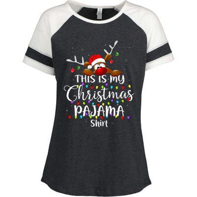 This Is My Christmas Pajama Xmas Lights Enza Ladies Jersey Colorblock Tee