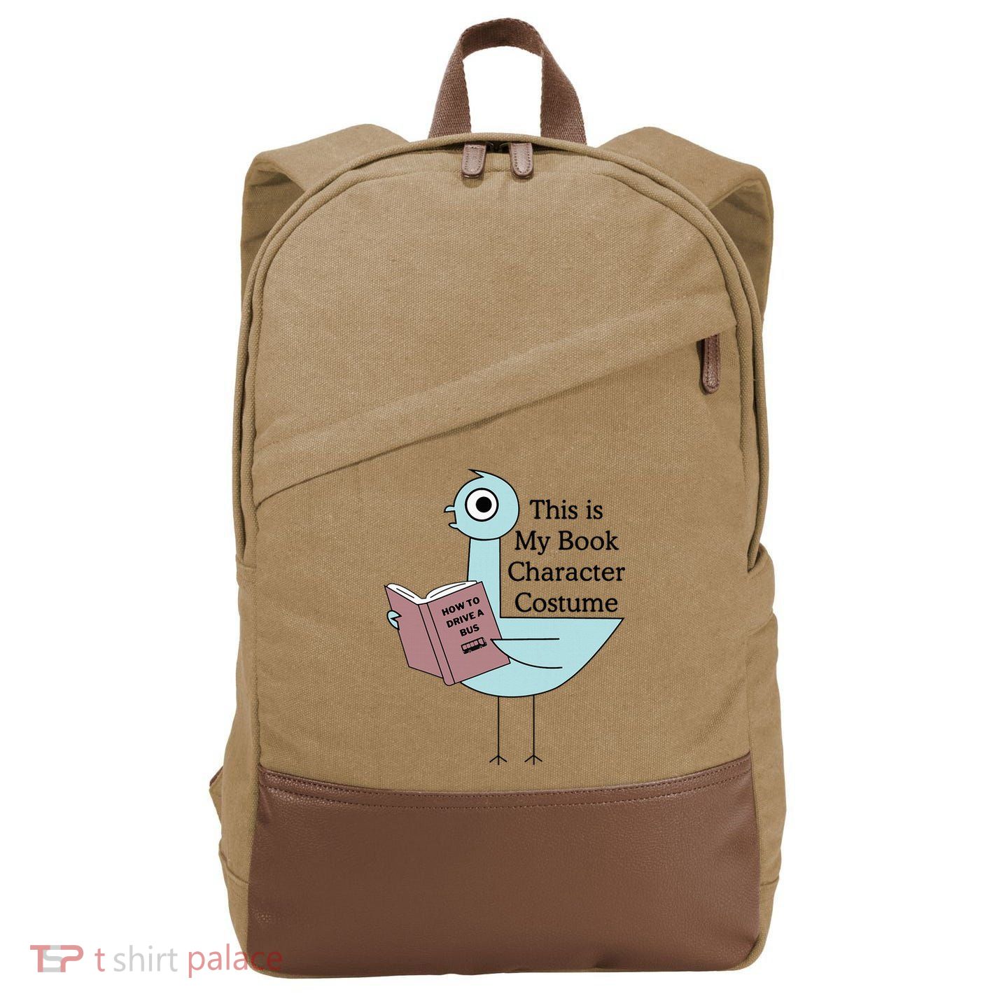 This Is My Book Character Costume Pigeon Reading Cotton Canvas Backpack