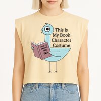 This Is My Book Character Costume Pigeon Reading Garment-Dyed Women's Muscle Tee