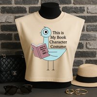 This Is My Book Character Costume Pigeon Reading Garment-Dyed Women's Muscle Tee