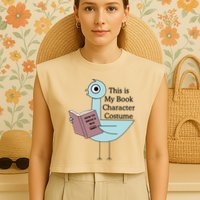 This Is My Book Character Costume Pigeon Reading Garment-Dyed Women's Muscle Tee