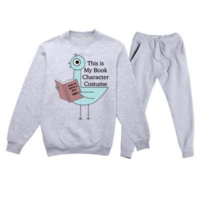 This Is My Book Character Costume Pigeon Reading Premium Crewneck Sweatsuit Set