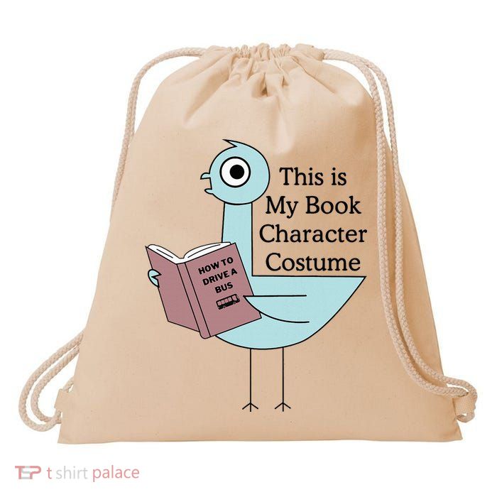 This Is My Book Character Costume Pigeon Reading Drawstring Bag