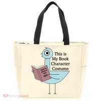 This Is My Book Character Costume Pigeon Reading Zip Tote Bag