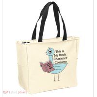 This Is My Book Character Costume Pigeon Reading Zip Tote Bag
