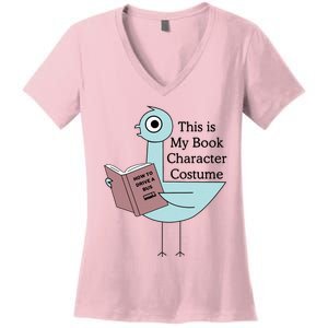 This Is My Book Character Costume Pigeon Reading Women's V-Neck T-Shirt