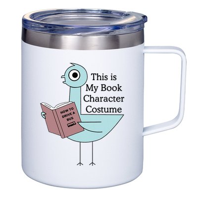 This Is My Book Character Costume Pigeon Reading 12oz Stainless Steel Coffee Mug