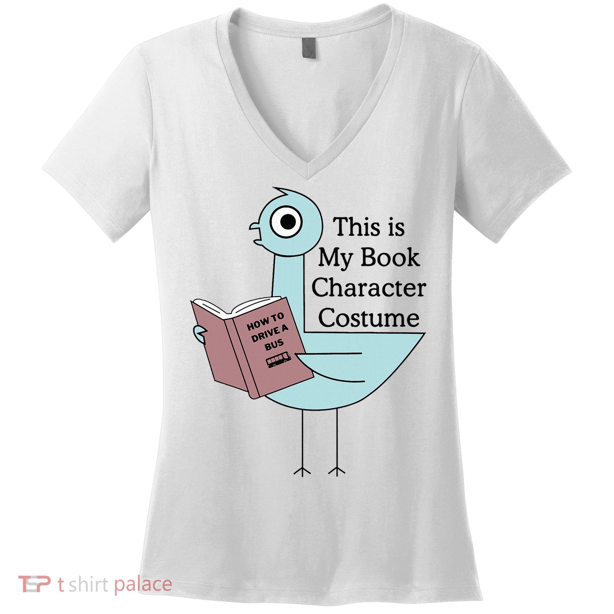 This Is My Book Character Costume Pigeon Reading Women's V-Neck T-Shirt