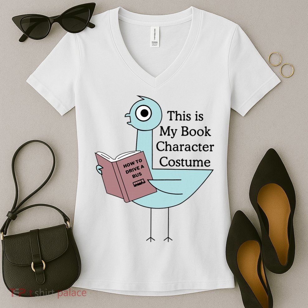 This Is My Book Character Costume Pigeon Reading Women's V-Neck T-Shirt