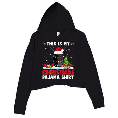 This Is My Christmas Pajama Great Gift Xmas Santa Hockey Player Gift Crop Fleece Hoodie