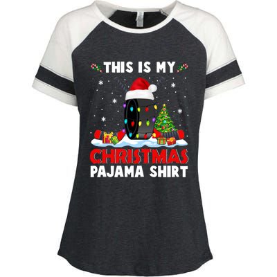 This Is My Christmas Pajama Great Gift Xmas Santa Hockey Player Gift Enza Ladies Jersey Colorblock Tee