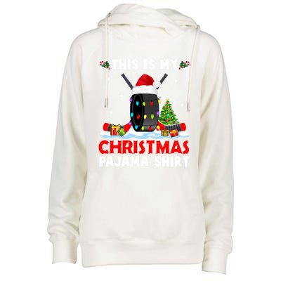 This Is My Christmas Pajama Great Gift Xmas Santa Hockey Player Gift Womens Funnel Neck Pullover Hood