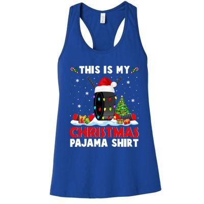 This Is My Christmas Pajama Great Gift Xmas Santa Hockey Player Gift Women's Racerback Tank