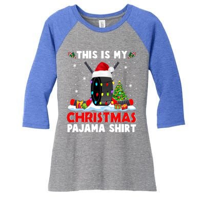 This Is My Christmas Pajama Great Gift Xmas Santa Hockey Player Gift Women's Tri-Blend 3/4-Sleeve Raglan Shirt