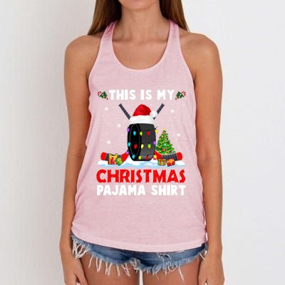 This Is My Christmas Pajama Great Gift Xmas Santa Hockey Player Gift Women's Knotted Racerback Tank