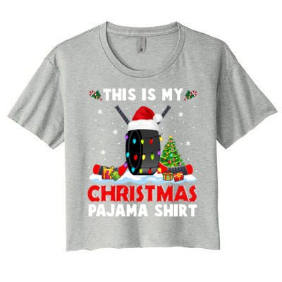 This Is My Christmas Pajama Great Gift Xmas Santa Hockey Player Gift Women's Crop Top Tee