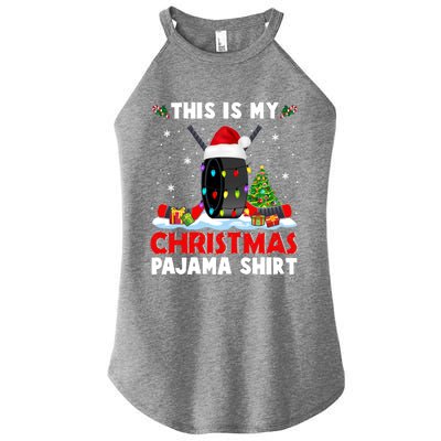 This Is My Christmas Pajama Great Gift Xmas Santa Hockey Player Gift Women's Perfect Tri Rocker Tank