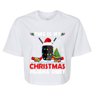 This Is My Christmas Pajama Great Gift Xmas Santa Hockey Player Gift Bella+Canvas Jersey Crop Tee