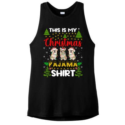 This Is My Christmas Pajama Xmas Lights Corgi Dog Christmas Gift Ladies PosiCharge Tri-Blend Wicking Tank