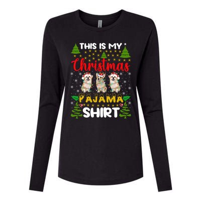 This Is My Christmas Pajama Xmas Lights Corgi Dog Christmas Gift Womens Cotton Relaxed Long Sleeve T-Shirt