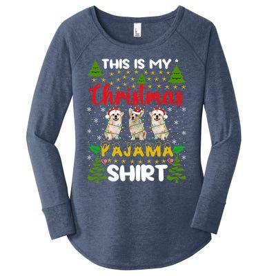 This Is My Christmas Pajama Xmas Lights Corgi Dog Christmas Gift Women's Perfect Tri Tunic Long Sleeve Shirt