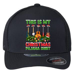 This Is My Christmas Pajama Gift Bass Guitar Christmas Gift Flexfit Unipanel Trucker Cap