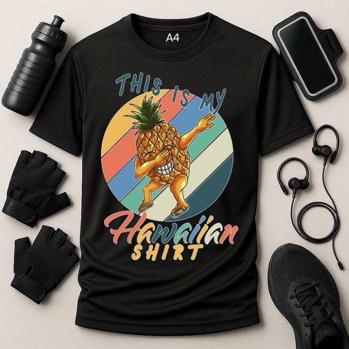 This Is My Hawaiian Shirt Retro Dabbing Pineapple Cooling Performance Crew T-Shirt