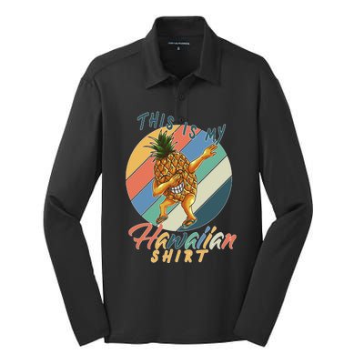 This Is My Hawaiian Shirt Retro Dabbing Pineapple Silk Touch Performance Long Sleeve Polo