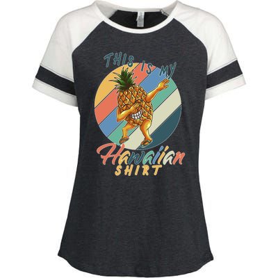 This Is My Hawaiian Shirt Retro Dabbing Pineapple Enza Ladies Jersey Colorblock Tee